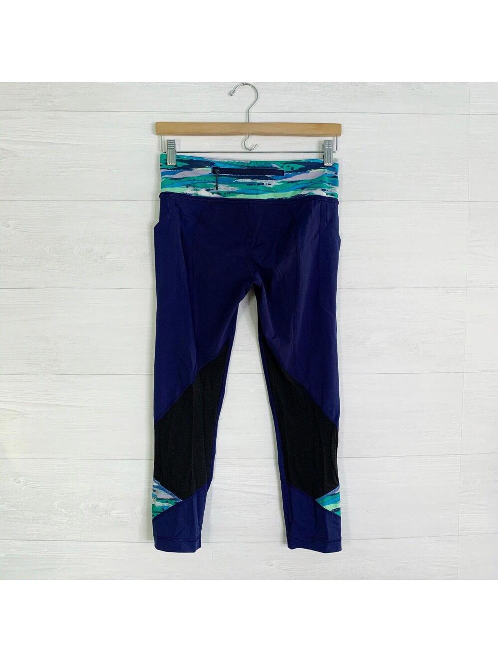 Lululemon Pace Rival Crop Hero Blue Seven Wonders Multi Leggings Size 6 23"